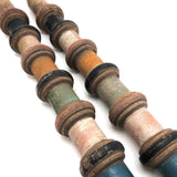 Gorgeous Pair of Victorian Turned Croquet Posts in Original Paint - 22 Inches