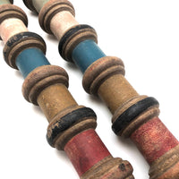 Gorgeous Pair of Victorian Turned Croquet Posts in Original Paint - 22 Inches