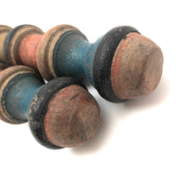 Gorgeous Pair of Victorian Turned Croquet Posts in Original Paint - 22 Inches