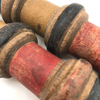 Gorgeous Pair of Victorian Turned Croquet Posts in Original Paint - 22 Inches