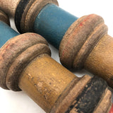Gorgeous Pair of Victorian Turned Croquet Posts in Original Paint - 22 Inches