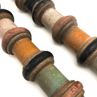 Gorgeous Pair of Victorian Turned Croquet Posts in Original Paint - 22 Inches