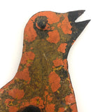 Charming Old  Iron Cutout Orange Painted Bird on Post