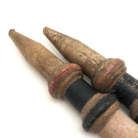 Gorgeous Pair of Victorian Turned Croquet Posts in Original Paint - 22 Inches