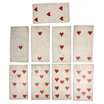 Nine Hearts, Antique Playing Cards, Presumed Belgian, Late 18th C.
