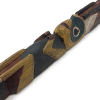 Wonderful Old Hand-carved Polychrome Native American Totem Pole, 14 Inches