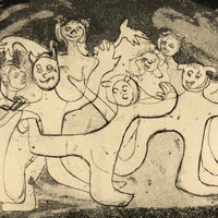 Renate Scheer Kalkofen Large Mid-Century Etching with Dancing Figures