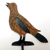 Charming Old  Iron Cutout Orange Painted Bird on Post