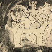 Renate Scheer Kalkofen Large Mid-Century Etching with Dancing Figures