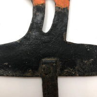 Charming Old  Iron Cutout Orange Painted Bird on Post