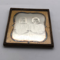 C. 1850s Sixth Plate Daguerreotype of Two Sisters in Matching Dresses