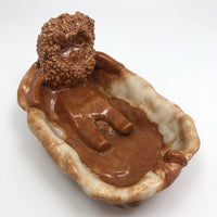 Lion in Bathtub Handmade Ceramic Soap Dish