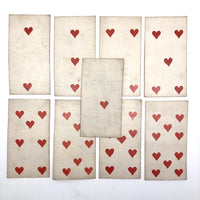 Nine Hearts, Antique Playing Cards, Presumed Belgian, Late 18th C.