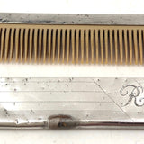Antique Sterling Silver Baby (or Mustache) Comb, Engraved