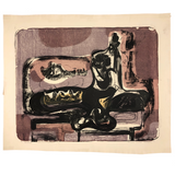 Renate Scheer Kalkofen Mid-Century Ab Ex Print "Still Life," 1962, ed. 5, Purples