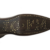 Double Monogrammed Antique English Treen Snuff Shoe with Hearts, Arrows, Crown