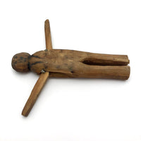 Charming Old Wooden Clothespin Figure with Moving Arms