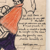 To The Bon Marche, 1908 Hand-drawn Ink and Crayon Postcard