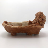 Lion in Bathtub Handmade Ceramic Soap Dish