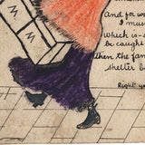 To The Bon Marche, 1908 Hand-drawn Ink and Crayon Postcard