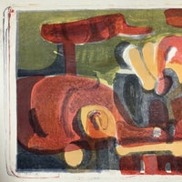 Renate Scheer Kalkofen Mid-Century 1962 "Still Life," Ed. 5, Red, Orange, Green