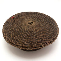 Extremely Fine Pine Needle Flat Lidded Basket, Presumed Antique Native American