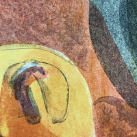 Renate Scheer Kalkofen Mid-Century 1962 "Still Life," Ed. 5, Red, Orange, Green