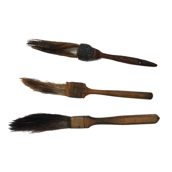 Tiny Old Squirrel Hair Vintage Brushes - Set of Three