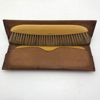 Antique French Traveler's Clothes Brush Set with Bakelite Handles in Leather Case