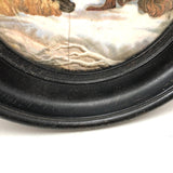 Wolf Rescuing Ram, c. 1860s Framed Antique Prattware Jar Lid, “The Snow Drift”
