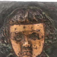 Cast Metal (Bronze?) Memorial Plaque of Young Girl