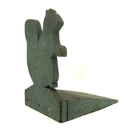 Wonderful Folk Art Squirrel Doorstop in Gorgeously Alligatored Green Paint