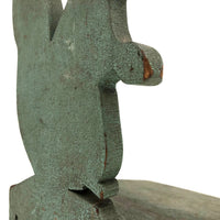 Wonderful Folk Art Squirrel Doorstop in Gorgeously Alligatored Green Paint