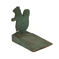 Wonderful Folk Art Squirrel Doorstop in Gorgeously Alligatored Green Paint