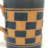 Antique Checkerboard Relief Pattern Mocha Ware Small Cup / Mug