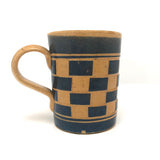 Antique Checkerboard Relief Pattern Mocha Ware Small Cup / Mug