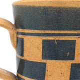 Antique Checkerboard Relief Pattern Mocha Ware Small Cup / Mug