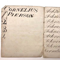 Cornelius Pierson 1842 British Calligraphy Practice Notebook with Hand-marbled Cover