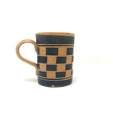 Antique Checkerboard Relief Pattern Mocha Ware Small Cup / Mug