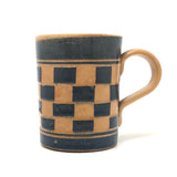 Antique Checkerboard Relief Pattern Mocha Ware Small Cup / Mug