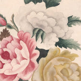 Three Peony Lovely Antique American Theorem Watercolor, Framed