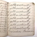 Cornelius Pierson 1842 British Calligraphy Practice Notebook with Hand-marbled Cover