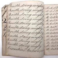 Cornelius Pierson 1842 British Calligraphy Practice Notebook with Hand-marbled Cover