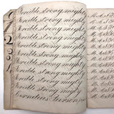 Cornelius Pierson 1842 British Calligraphy Practice Notebook with Hand-marbled Cover