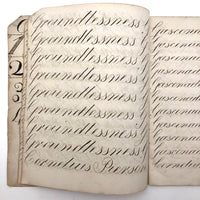 Cornelius Pierson 1842 British Calligraphy Practice Notebook with Hand-marbled Cover
