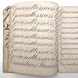 Cornelius Pierson 1842 British Calligraphy Practice Notebook with Hand-marbled Cover