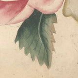 Three Peony Lovely Antique American Theorem Watercolor, Framed