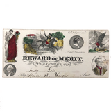 Unusual, Large, Hand-painted Reward of Merit with George Washington, Liberty, Joseph Brant