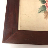 Three Peony Lovely Antique American Theorem Watercolor, Framed