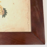 Three Peony Lovely Antique American Theorem Watercolor, Framed